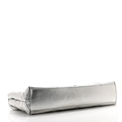 Saint Laurent Metallic Lambskin Quilted Sade Puffer Envelope Clutch Argento 4 of 11