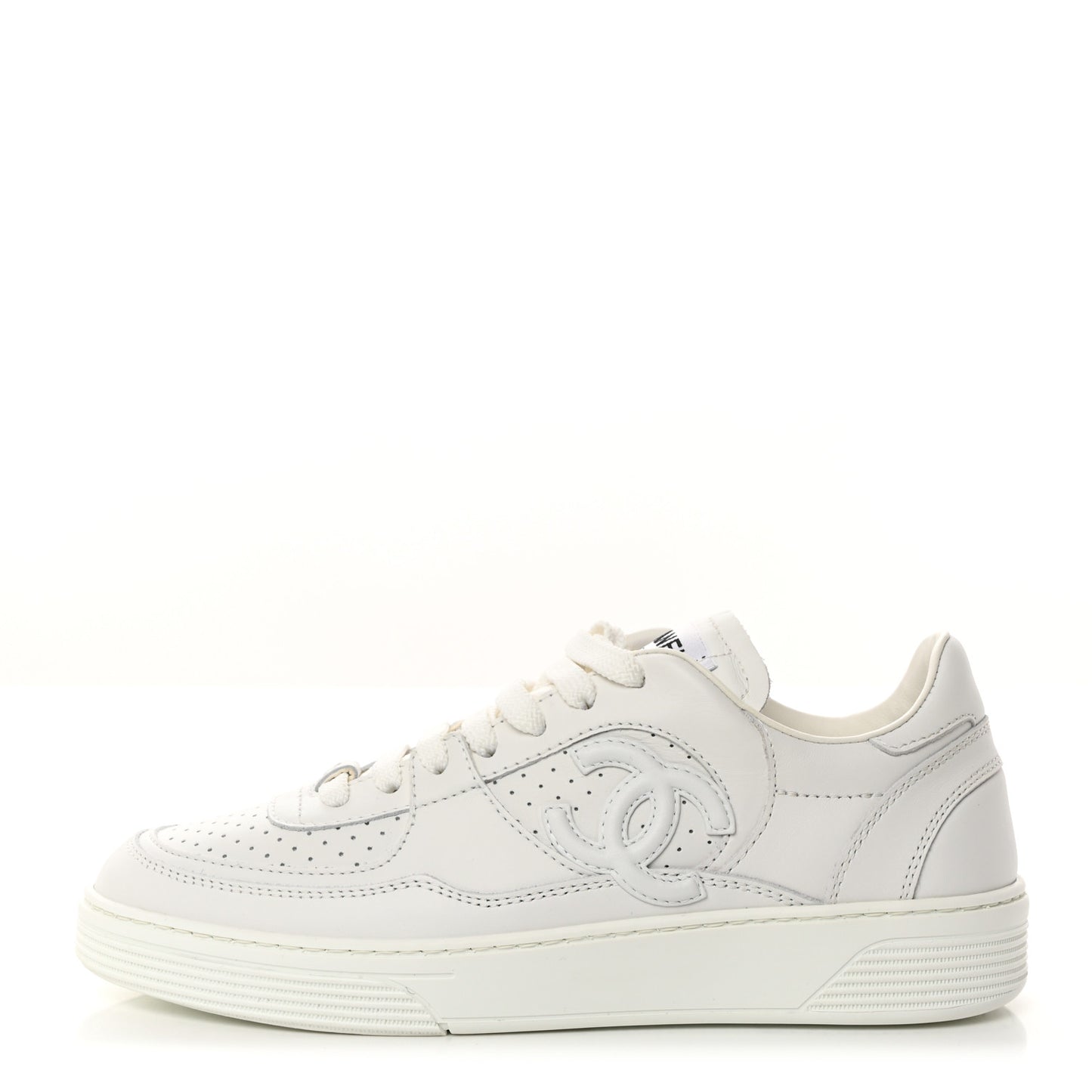 Calfskin CC Womens Sneakers 37.5 White