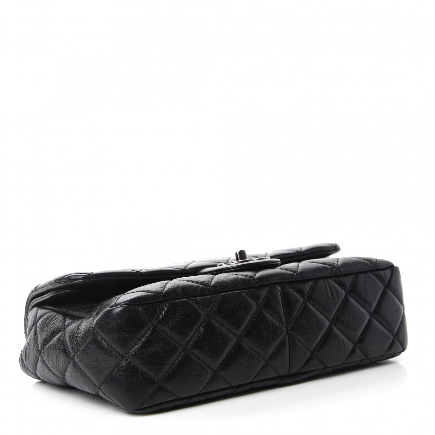 Calfskin Quilted Large Single Flap Black