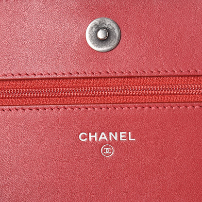 Chanel Caviar Quilted Boy Wallet On Chain WOC Red 6 of 9