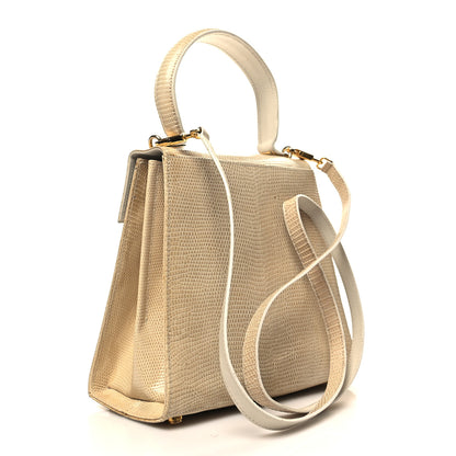 Salvatore Ferragamo Lizard Iconic Small Top Handle Bag Biege 3 of 15
