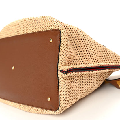 Valentino Garavani Raffia Grained Calfskin Medium Rockstud Vlogo Tote Naturale 10 of 11