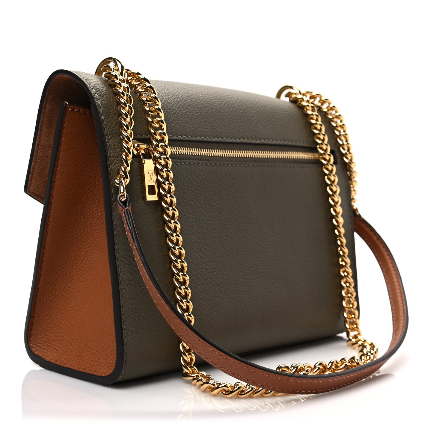 Soft Calfskin Mylockme Chain Bag BB Smokey Brown Green