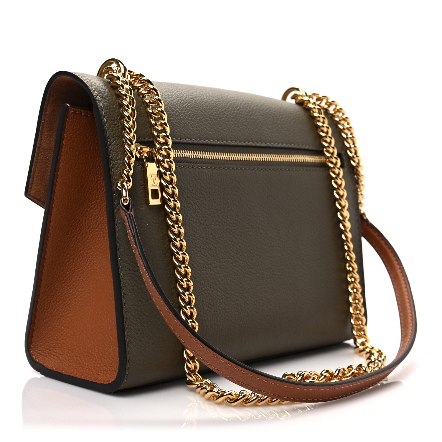 Louis Vuitton Soft Calfskin Mylockme Chain Bag BB Smokey Brown Green 2 of 6