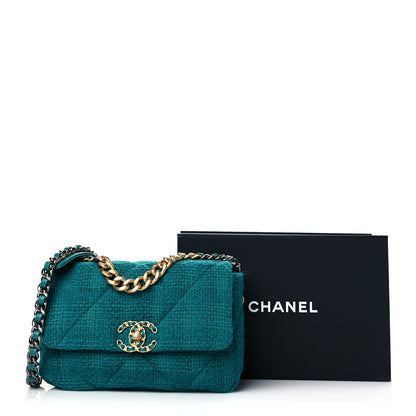 Chanel Tweed Quilted Medium Chanel 19 Flap Green 11 of 11