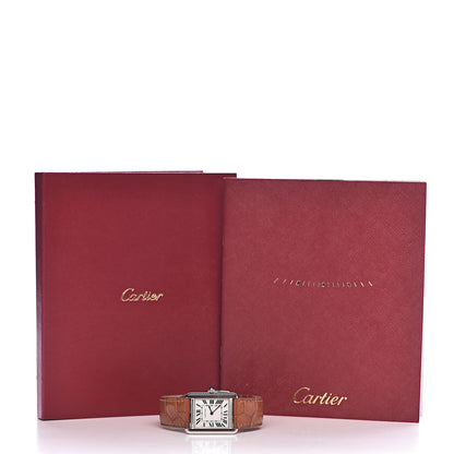 Cartier Stainless Steel Alligator 24mm Tank Solo Quartz Watch Brown 11 of 11
