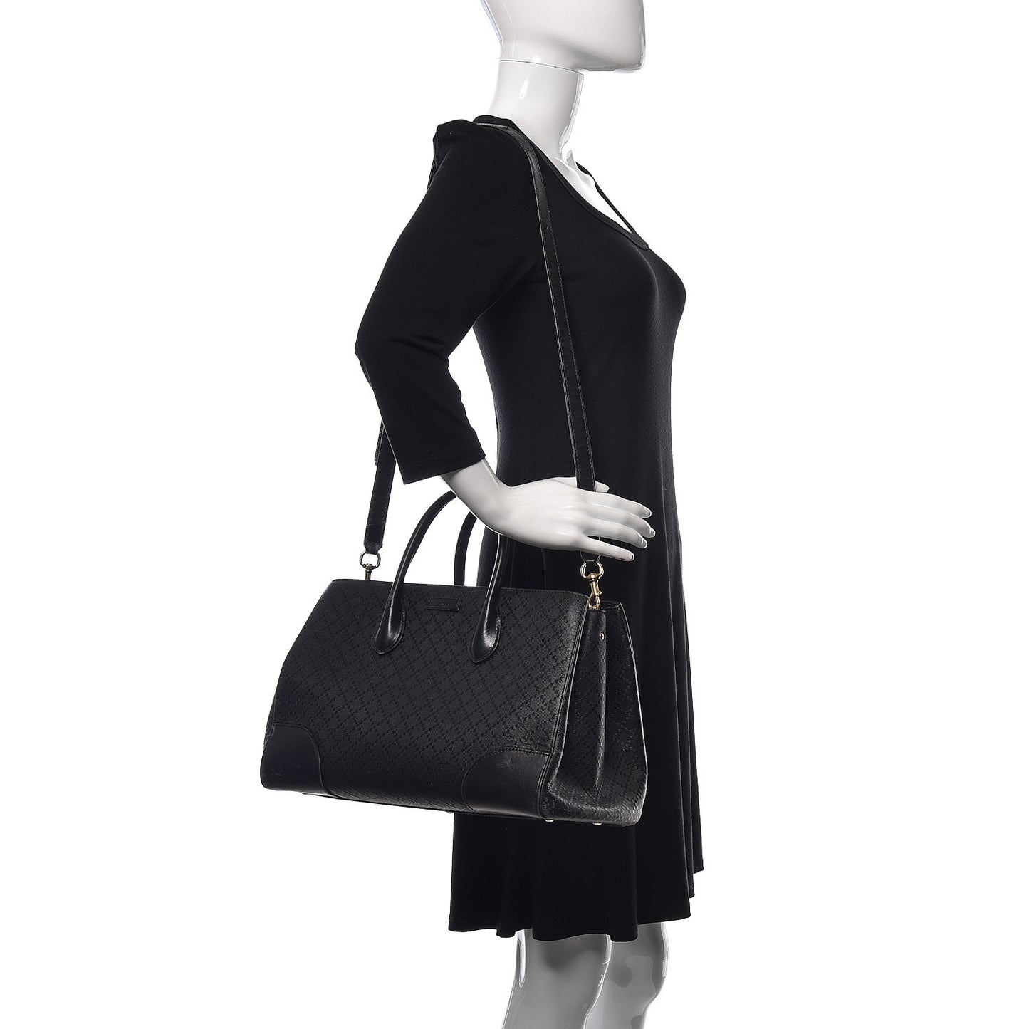 Hilary Lux Bright Diamante Medium Top Handle Bag Black