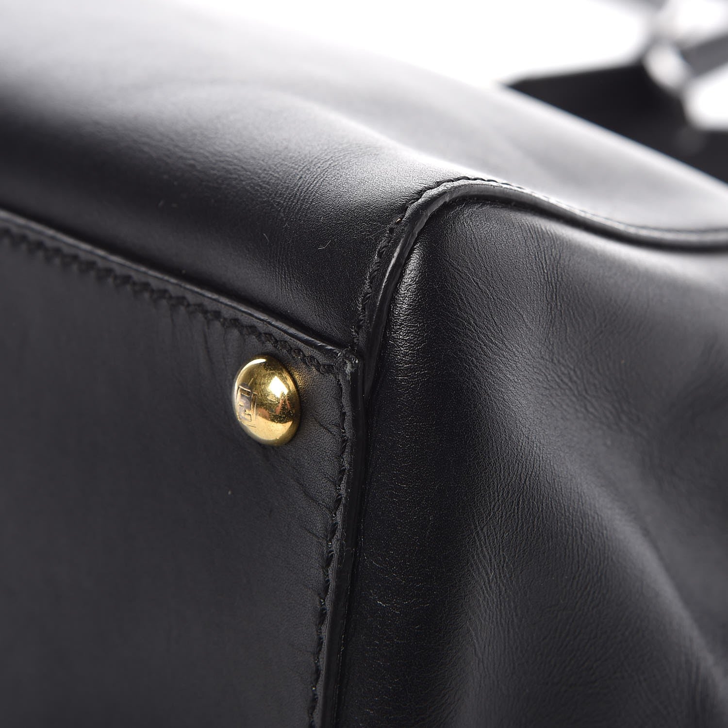 Fendi Vitello Morgan Shiny Nappa Medium Peekaboo Iconic Satchel Black 11 of 15