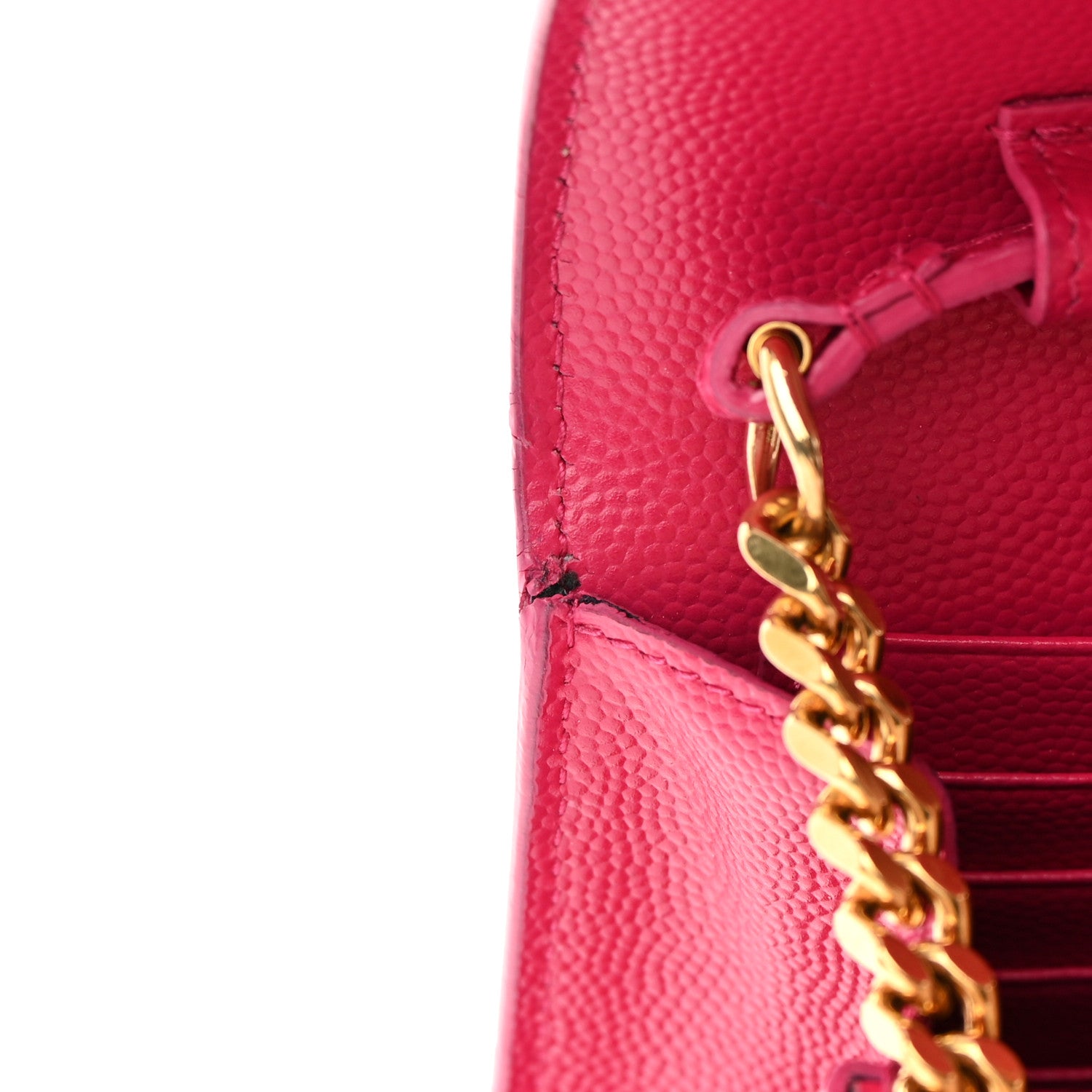Saint Laurent Grain De Poudre Monogram Chain Wallet Bubblegum 12 of 16