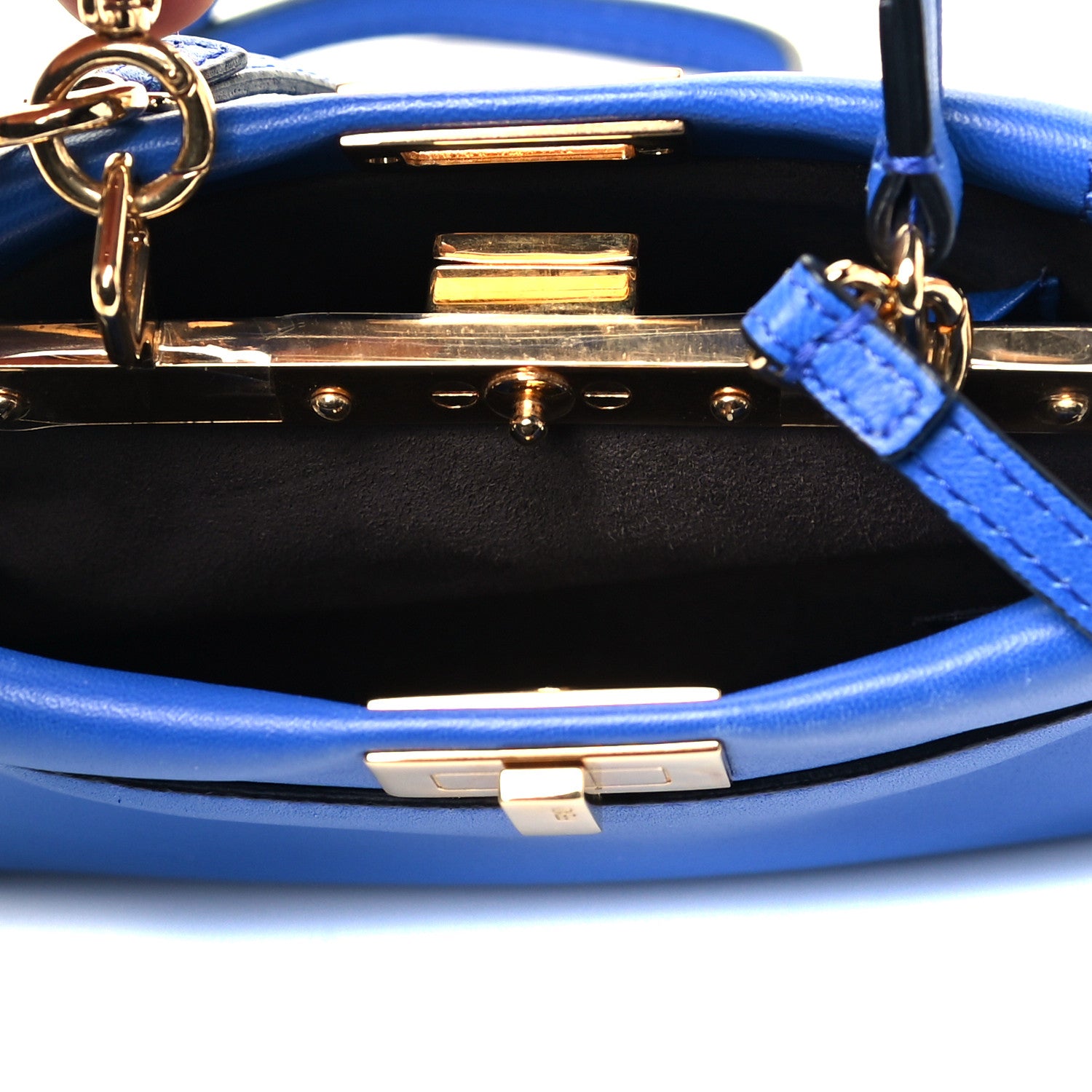 Fendi Nappa Micro Peekaboo Iconic Satchel Bluette 5 of 9