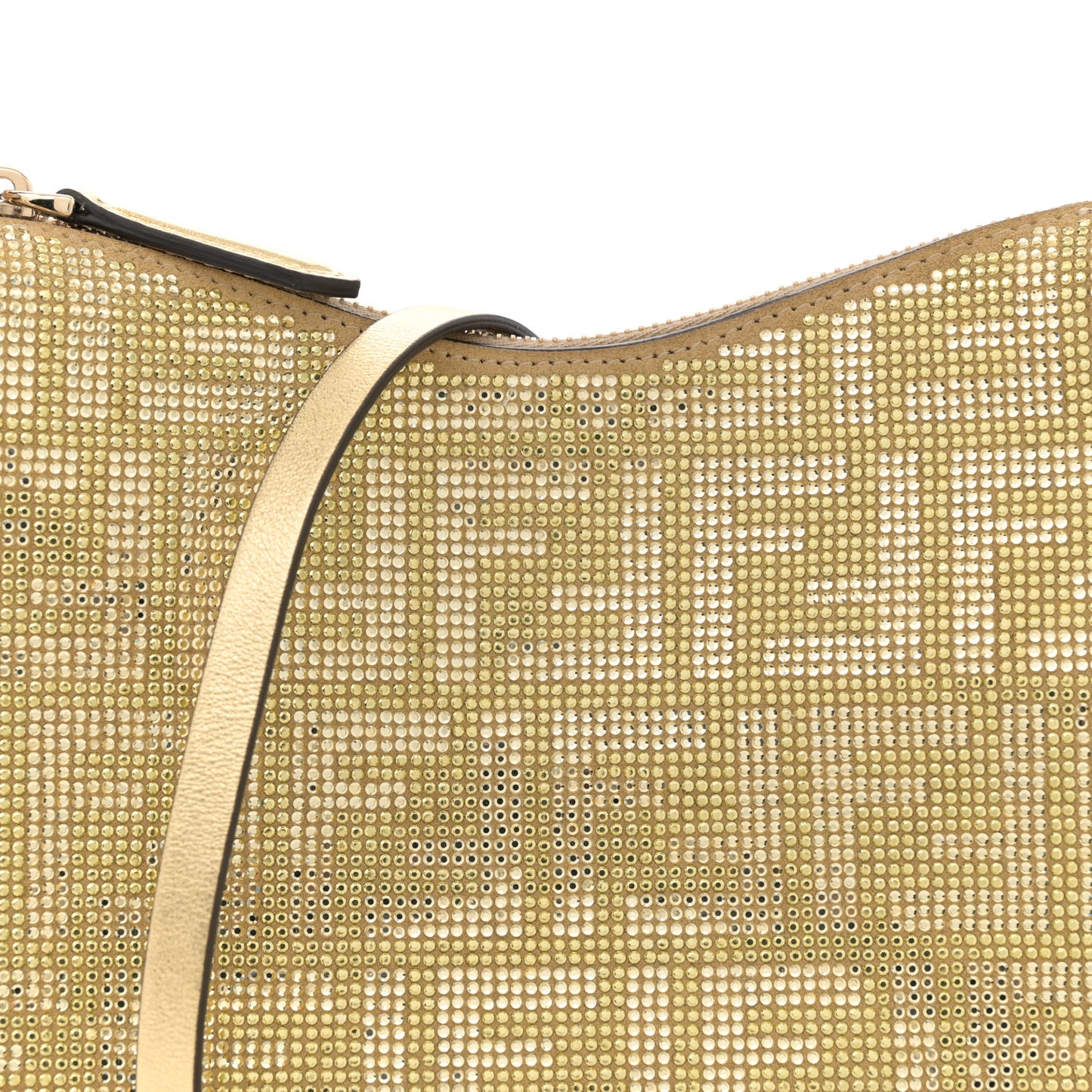 Crystal Vitello Laminato Suede FF Mini Fendigraphy Hobo Bag Platino