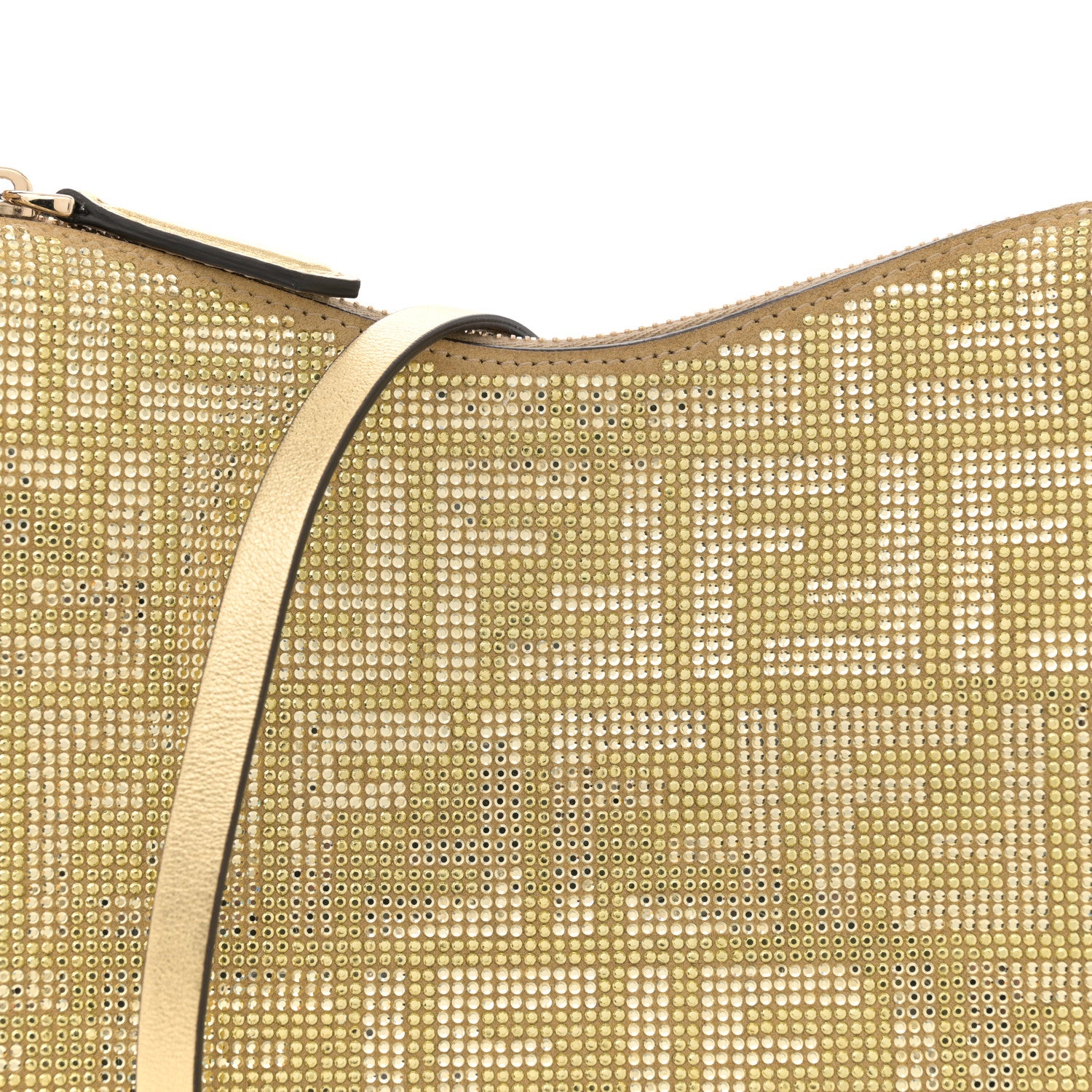 Fendi Crystal Vitello Laminato Suede FF Mini Fendigraphy Hobo Bag Platino 8 of 12