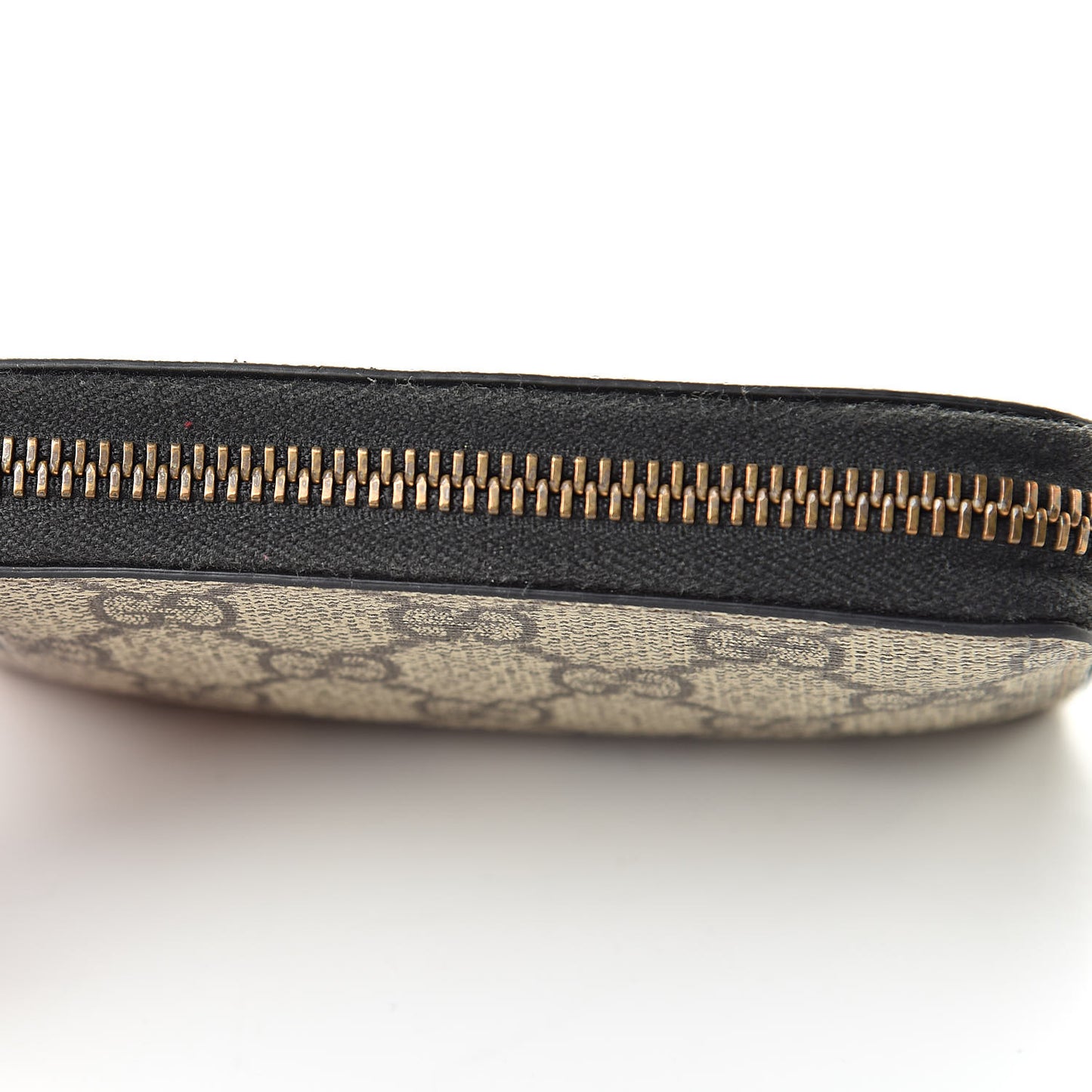 GG Supreme Monogram Pearl Zip Around Card Case Black