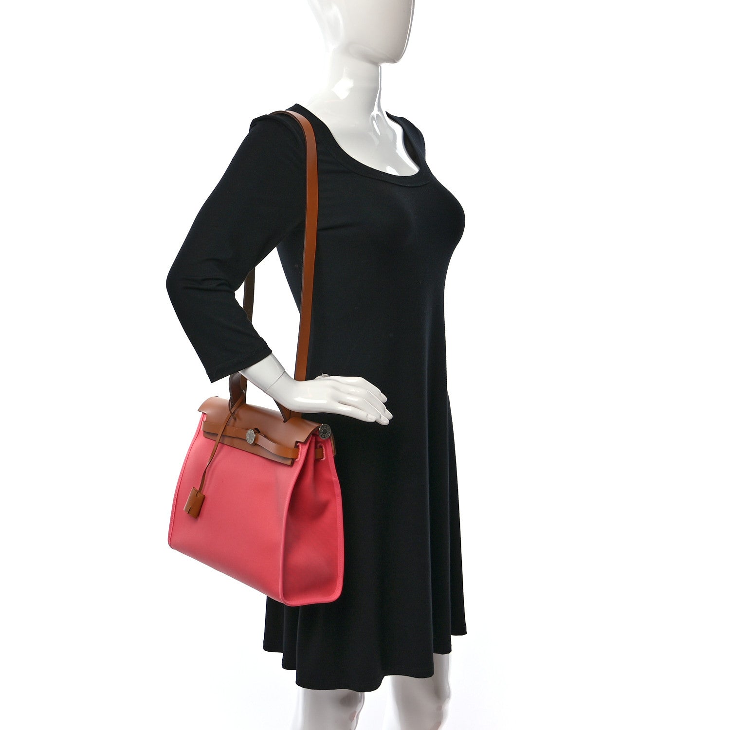 Hermes Vache Hunter Toile Herbag Zip 31 PM Rose Azalee Natural 2 of 16