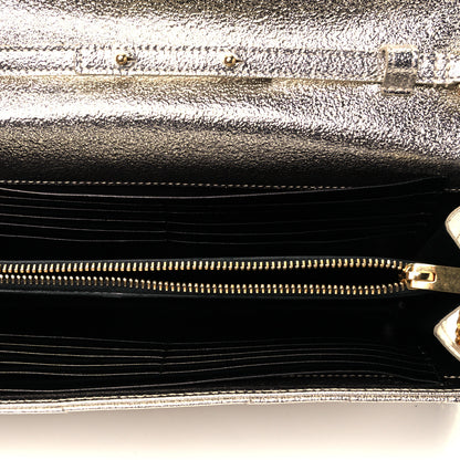 Saint Laurent Metallic Grain De Poudre Matelasse Chevron Monogram Chain Wallet Gold 4 of 8