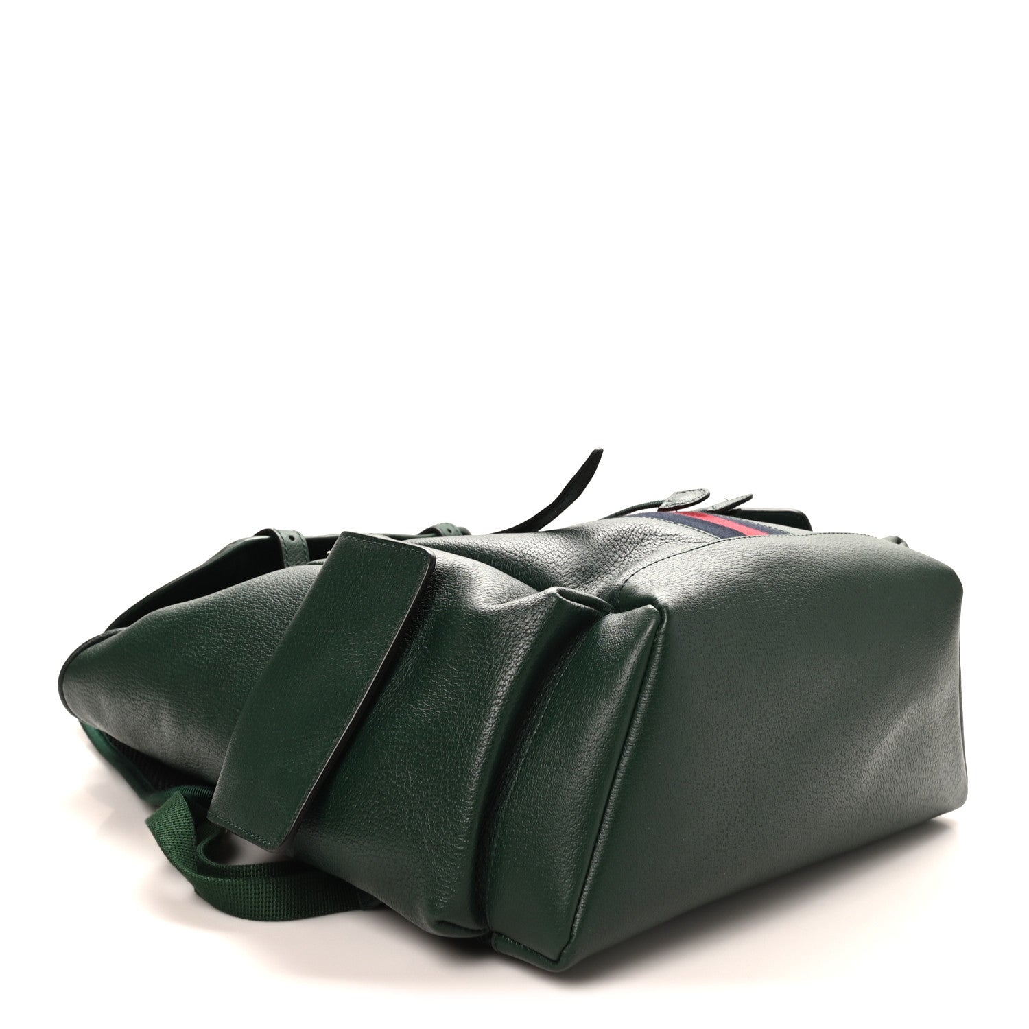 Gucci Grained Calfskin Medium Ophidia Double Buckle Backpack Green 3 of 8