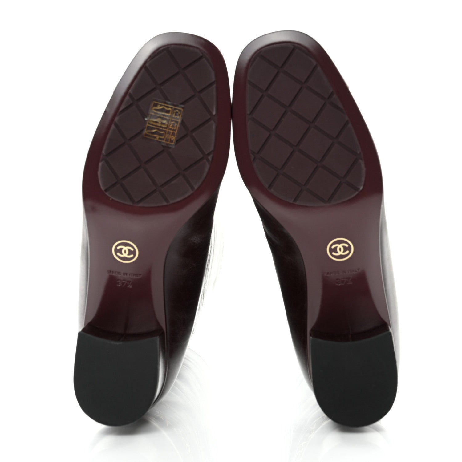 Chanel Crumpled Calfskin Cap Toe Chain Boots 37.5 Burgundy 5 of 7
