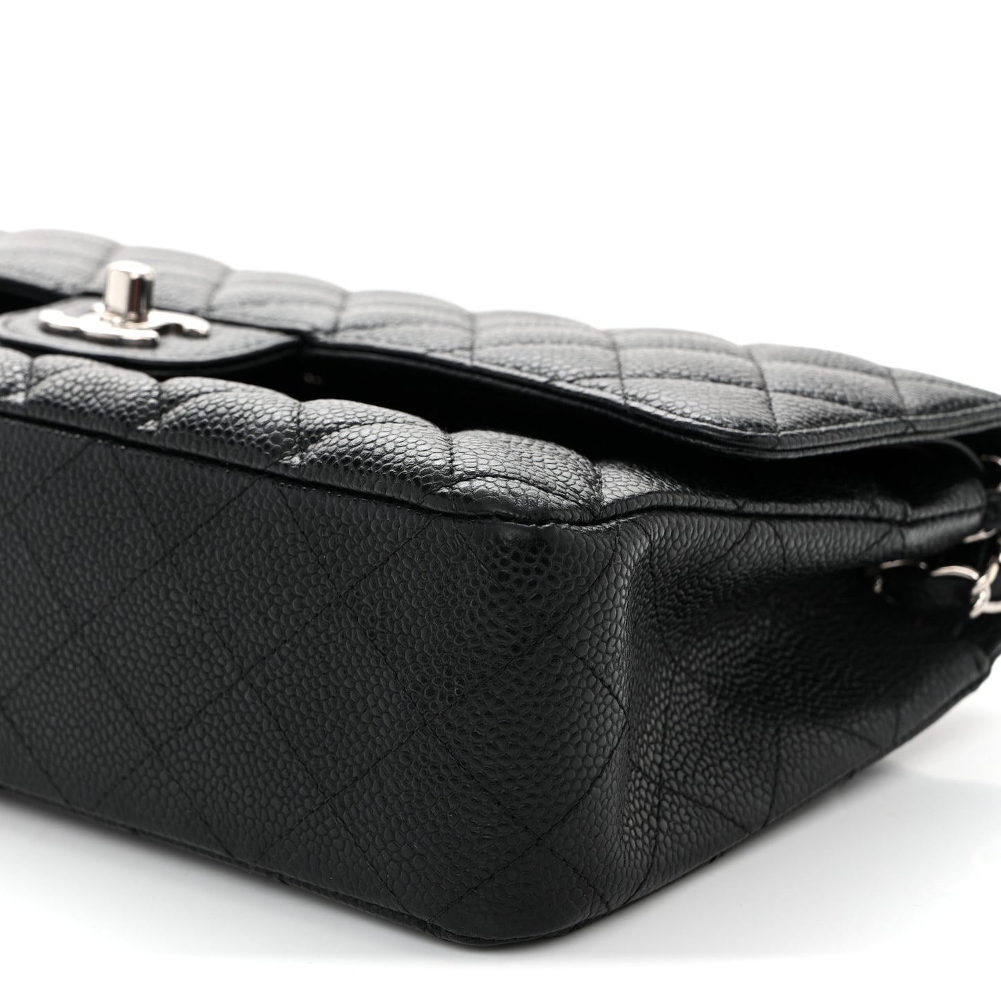 Caviar Quilted Medium Double Flap Black