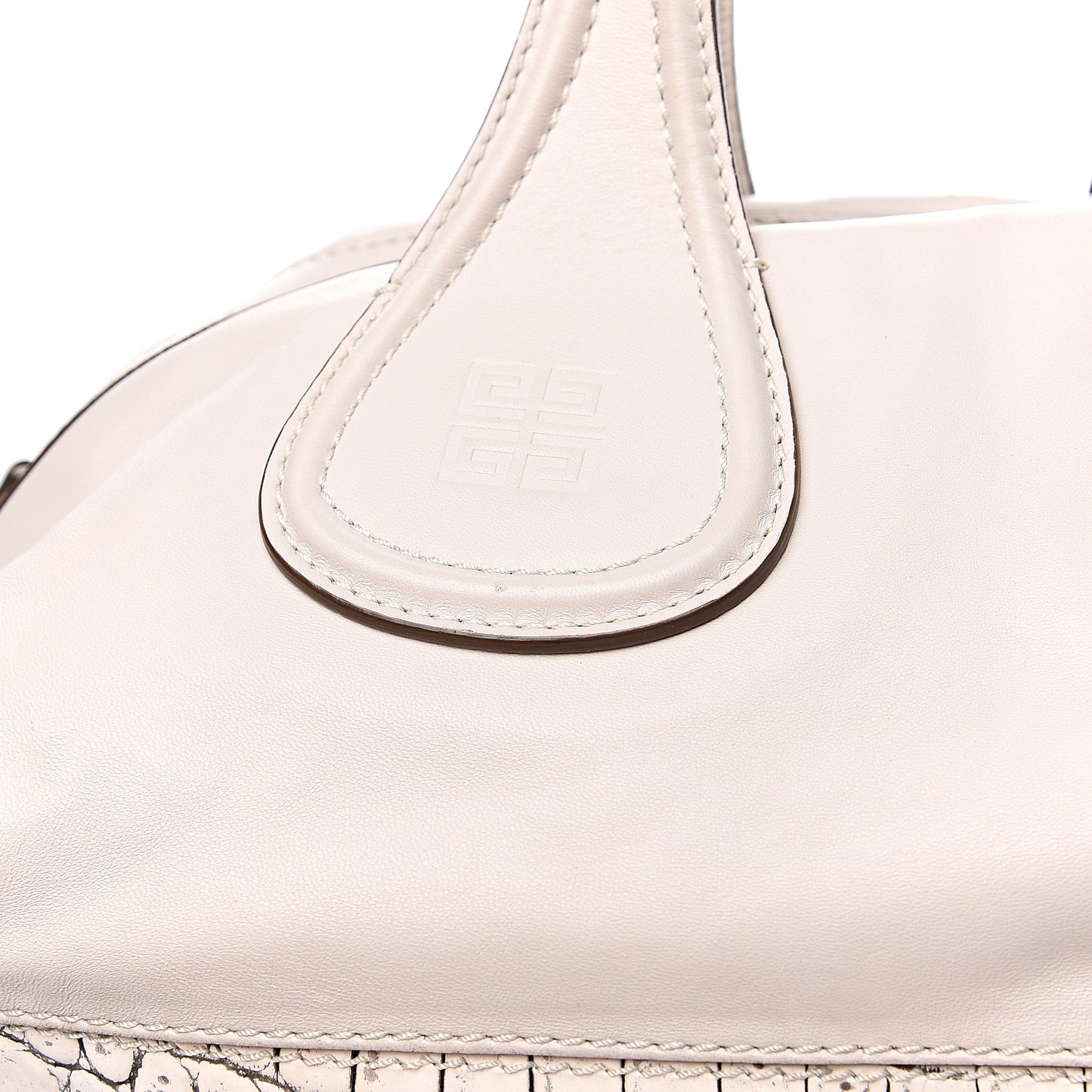 Calfskin Crocodile Embossed Medium Nightingale Off White