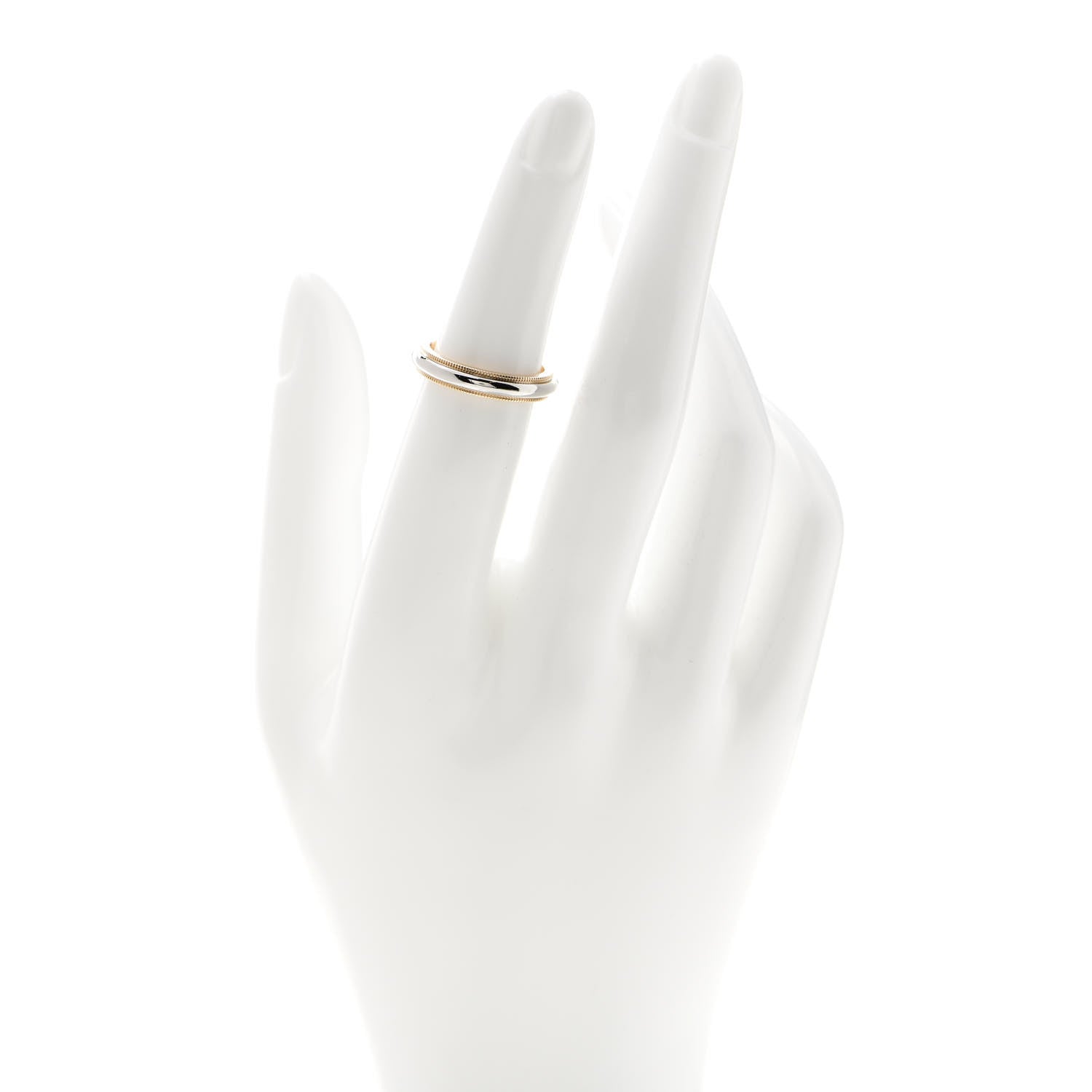 Tiffany Platinum 18K Yellow Gold 4mm Together Milgrain Wedding Band Ring 49 5 2 of 5