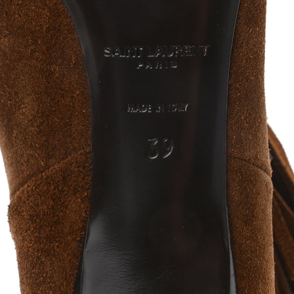 Saint Laurent Suede Fringe Charlotte Ankle Boots 39 Tan 6 of 8