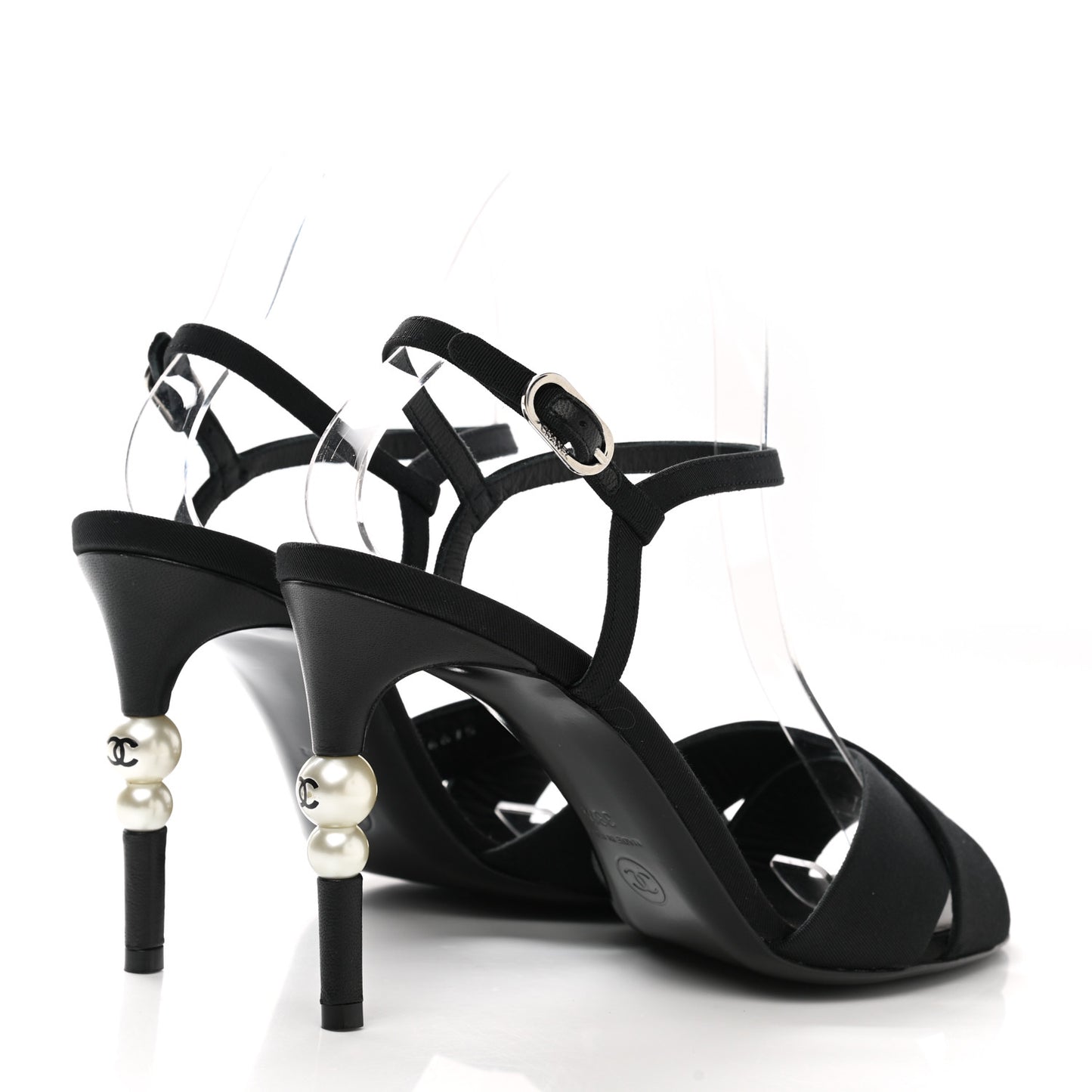 Grosgrain Pearl Sandals 38.5 Black
