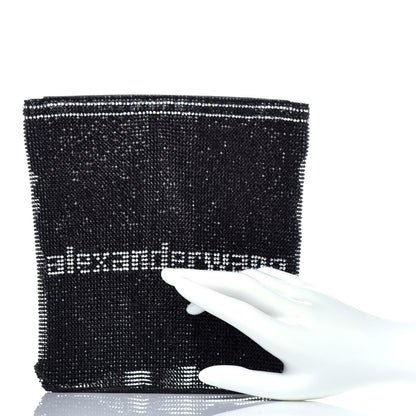 Alexander Wang Rhinestone Chain Mesh Wanglock Logo Pouch Black White 2 of 6