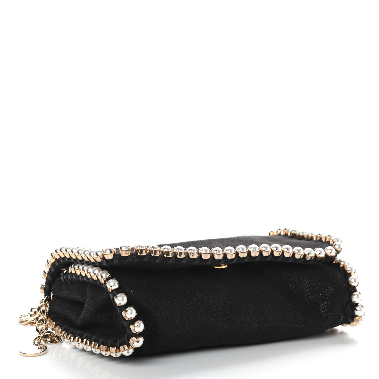 Stella McCartney Shaggy Deer Pearl Studded Falabella Crossbody Clutch Black 3 of 10