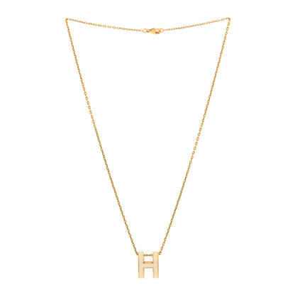 Hermes Lacquered Gold Pop H Pendant Necklace White 3 of 6