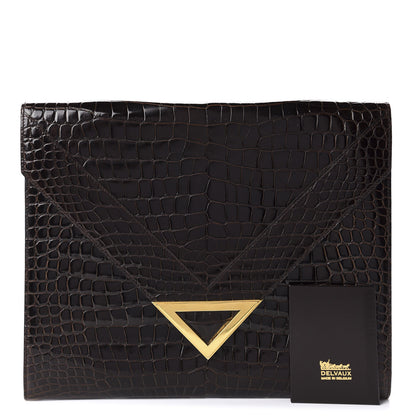 Delvaux Crocodile Envelope Clutch Brown 12 of 12