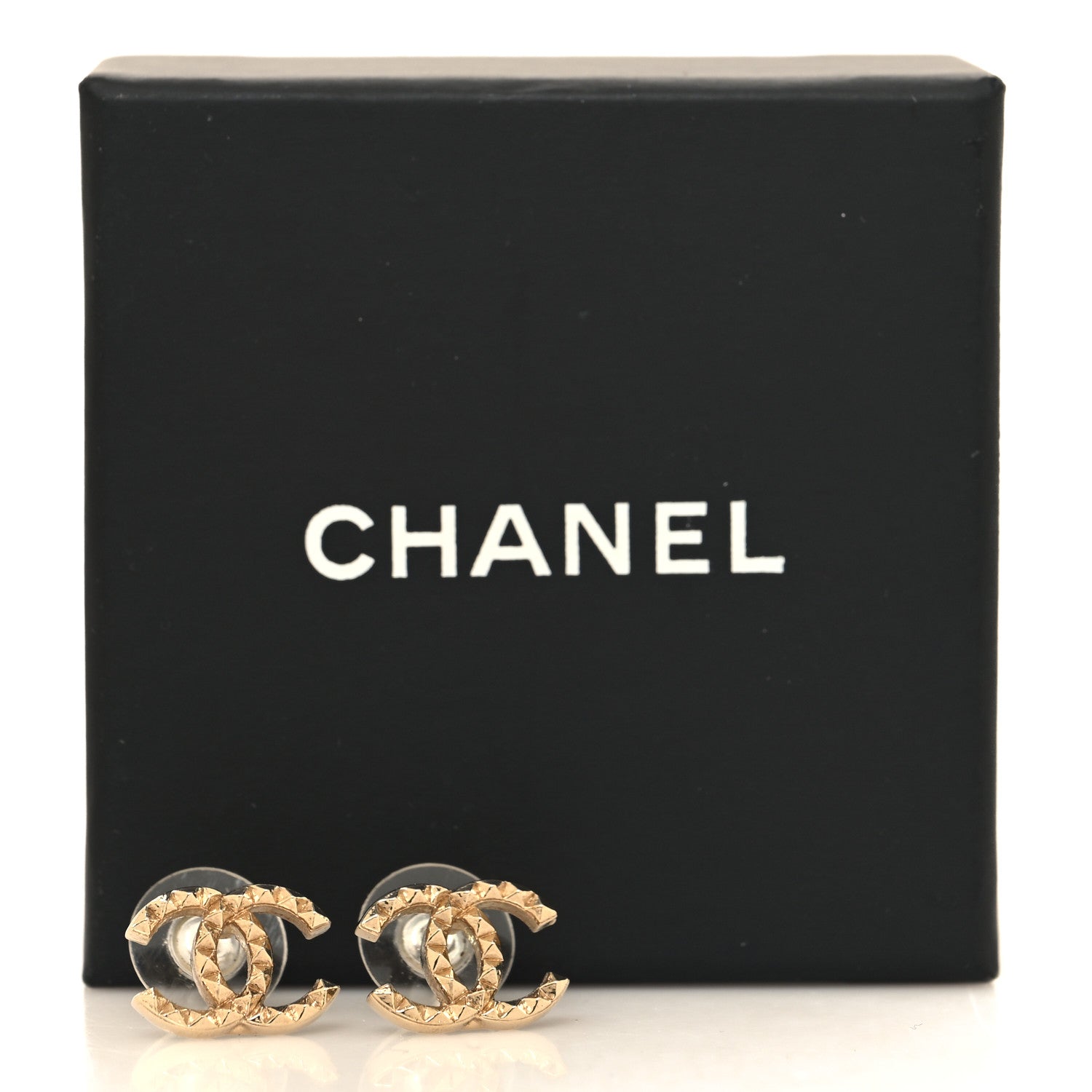 Chanel Studded CC Earrings Gold 5 of 5