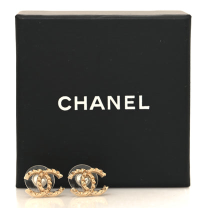 Chanel Studded CC Earrings Gold 5 of 5
