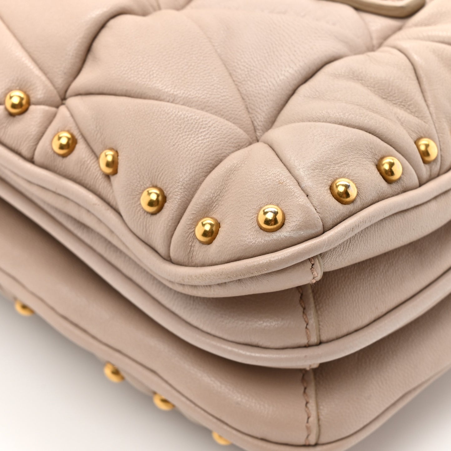 Nappa Quilted Studded Tote Cammeo