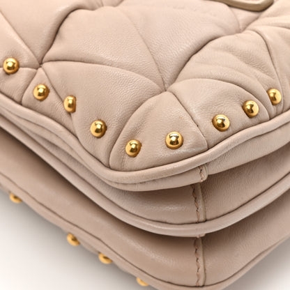 Miu Miu Nappa Quilted Studded Tote Cammeo 14 of 16