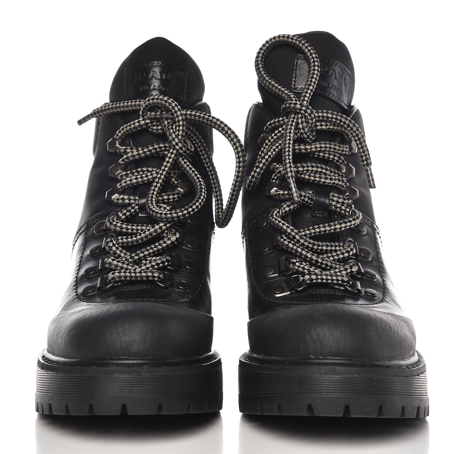 Calfskin Canvas Lace Up Combat Boots 38 Black