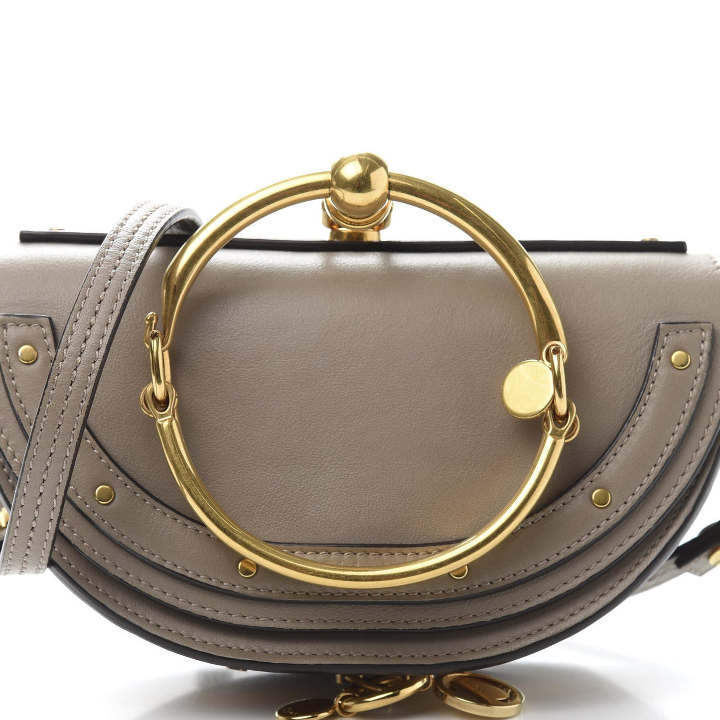 Calfskin Small Nile Bracelet Minaudiere Bag Motty Grey