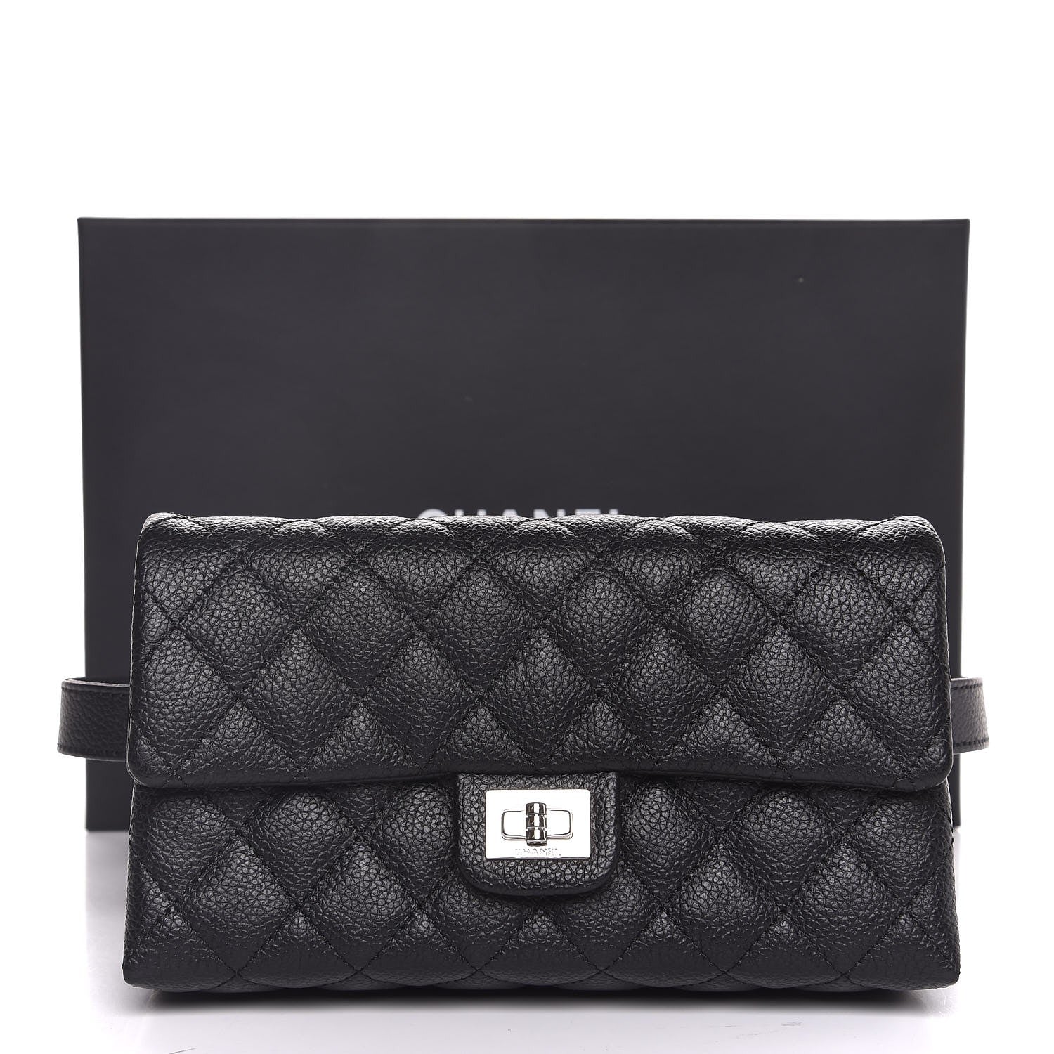 Chanel Grained Calfskin Quilted 2.55 Reissue Flap Belt Bag Clutch Black 8 of 8