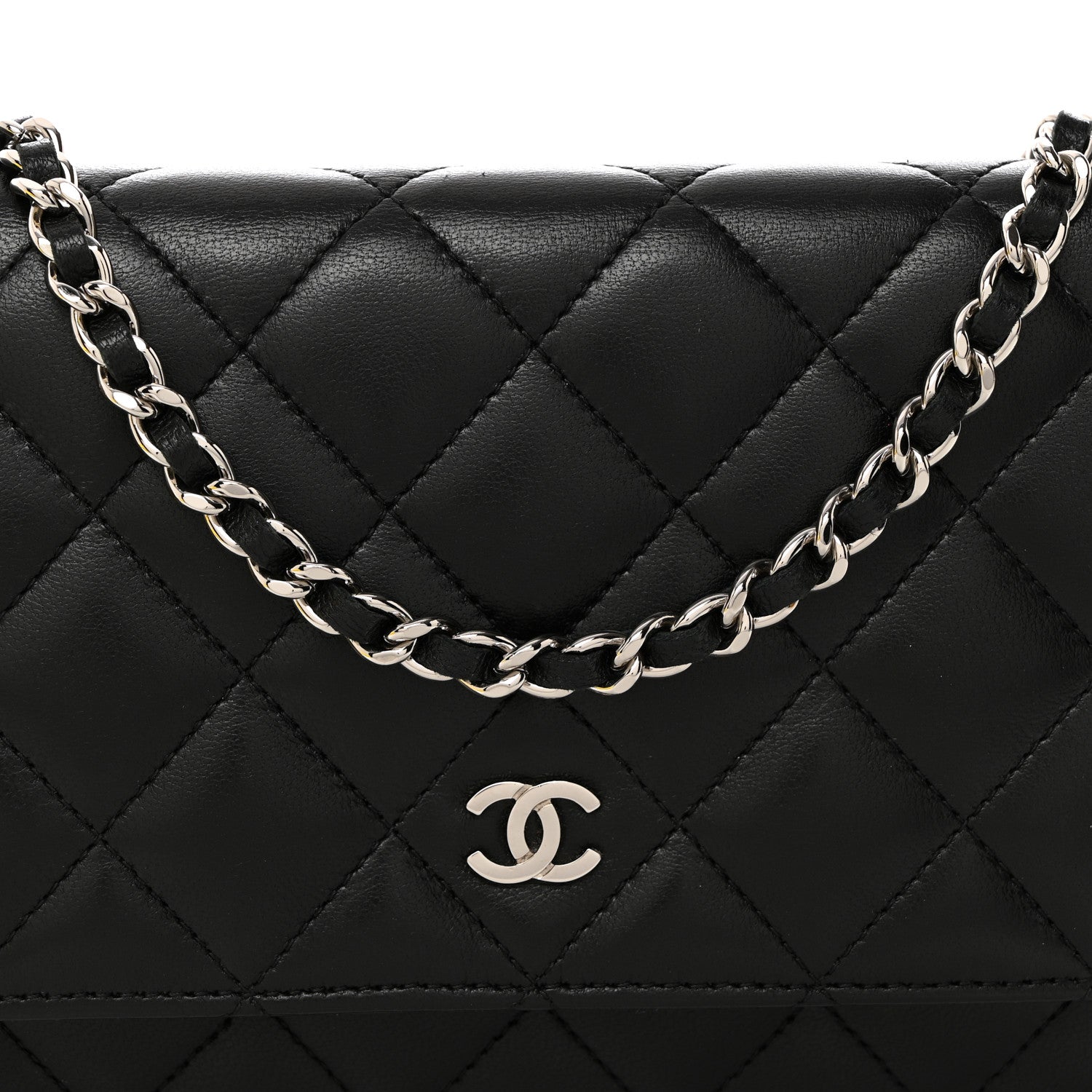 Chanel Lambskin Quilted Wallet On Chain WOC Black 9 of 13