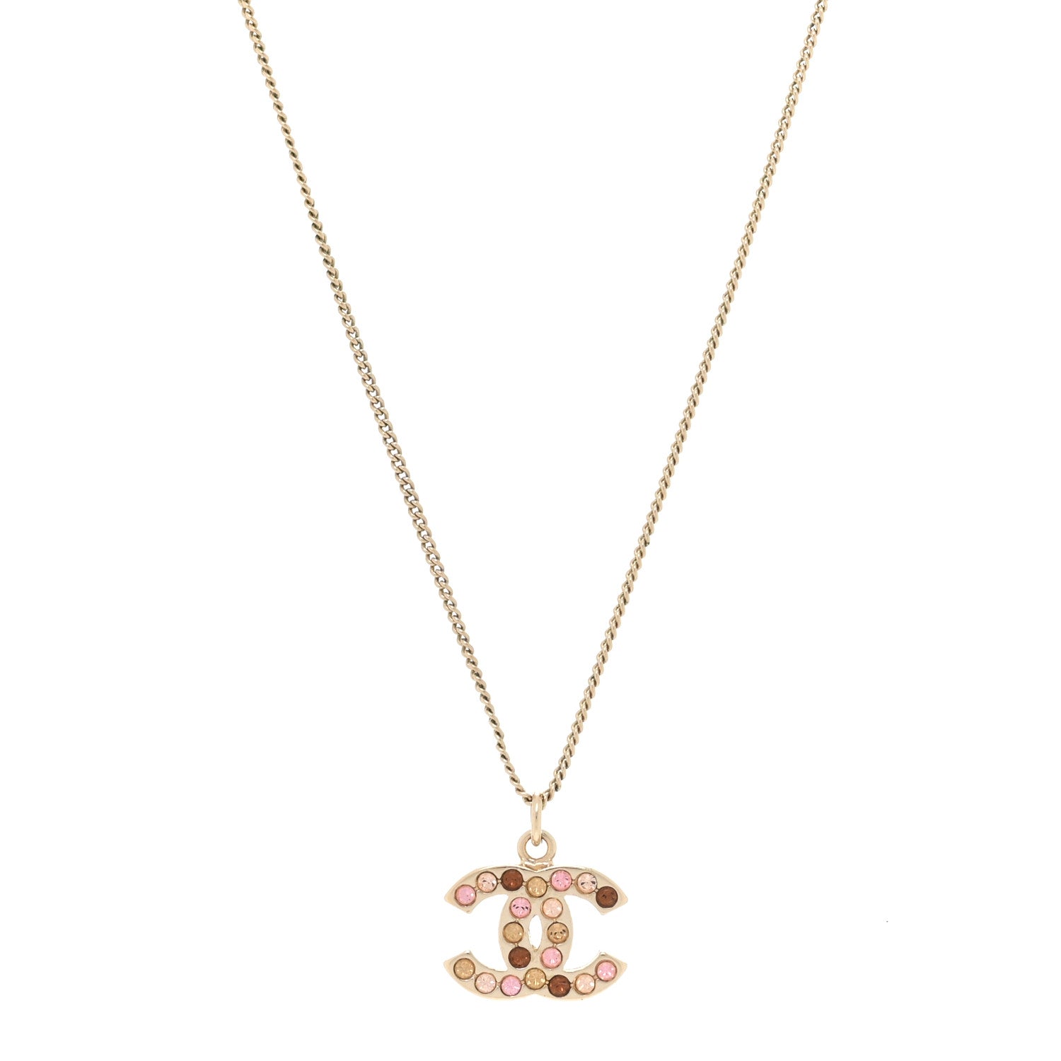 Chanel Crystal CC Necklace Gold Multicolor 1 of 4
