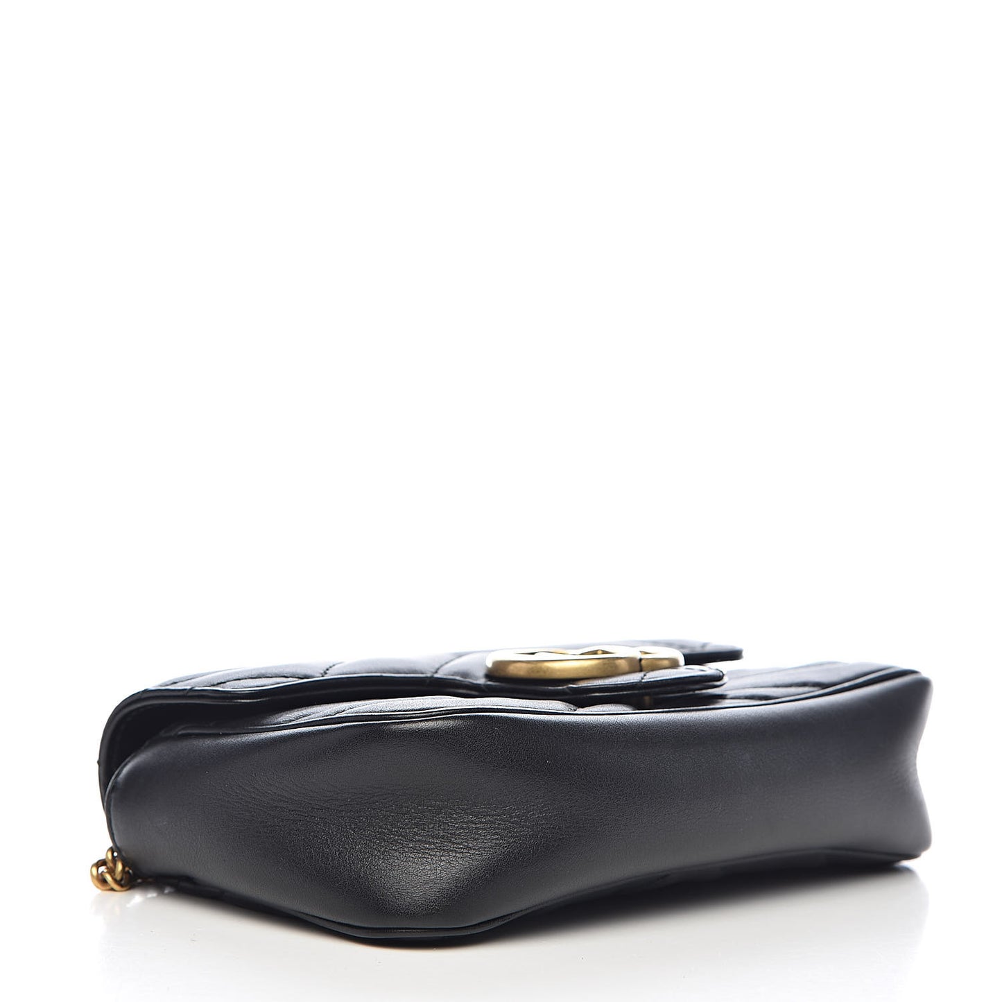 Calfskin Matelasse Super Mini GG Marmont Shoulder Bag Black