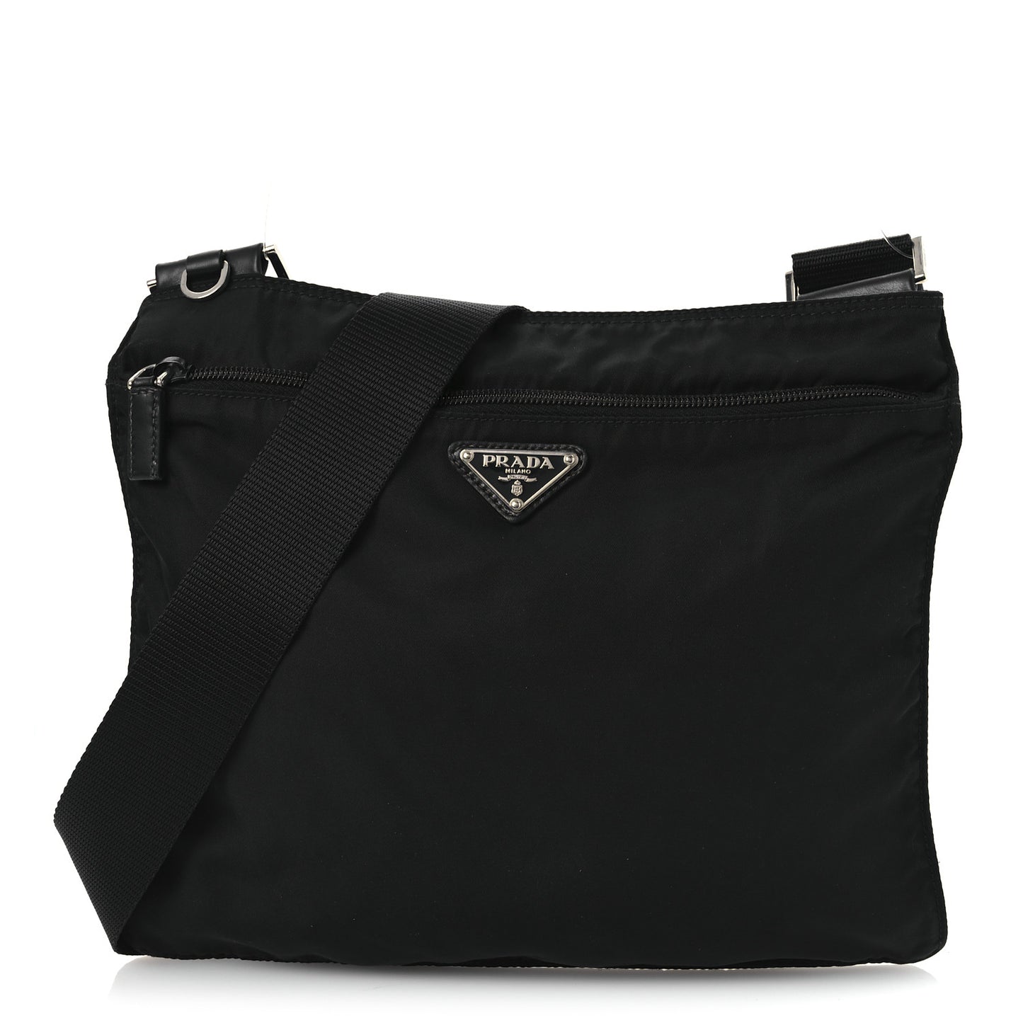 Nylon Vela Flat Messenger Bag Black