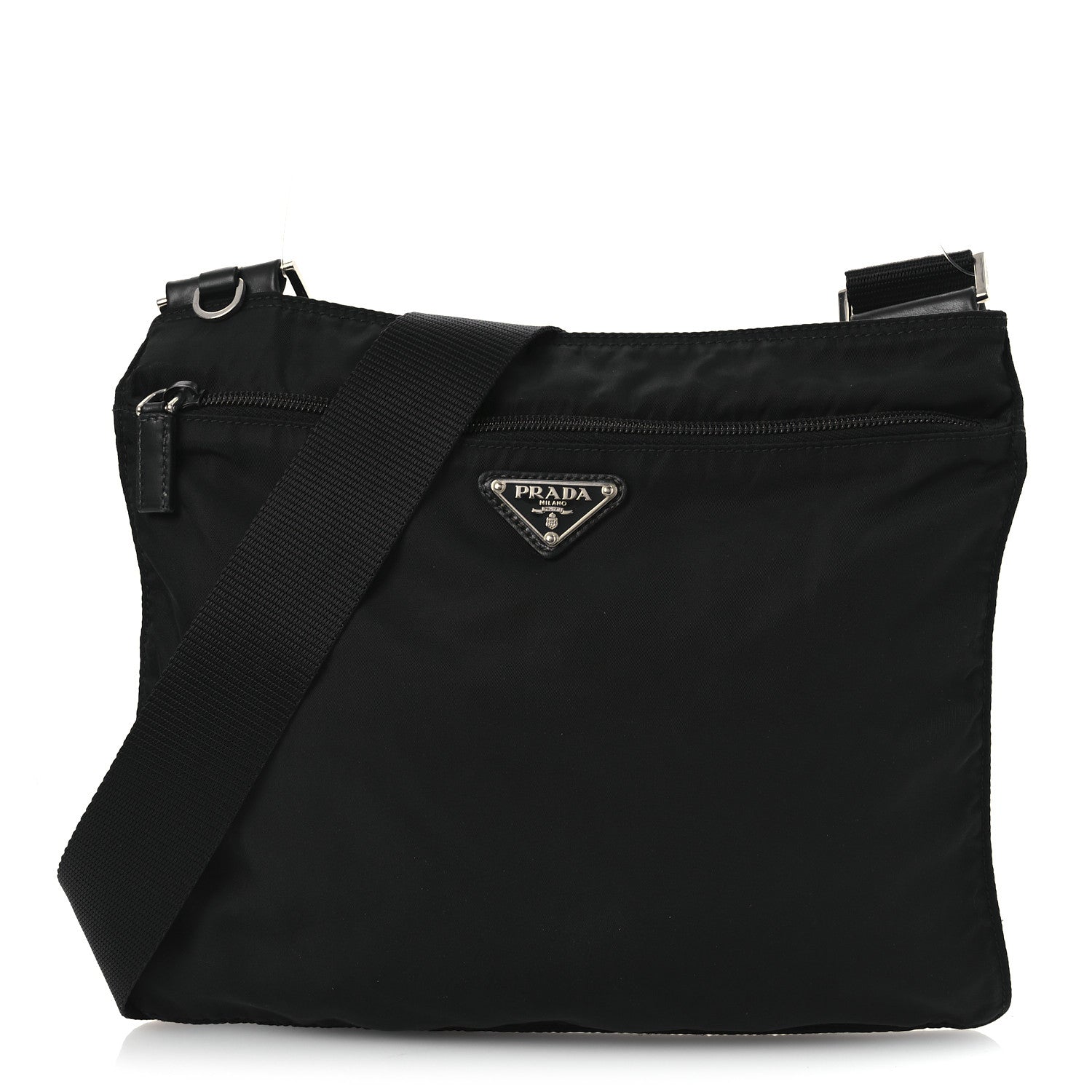 Prada Nylon Vela Flat Messenger Bag Black 1 of 16