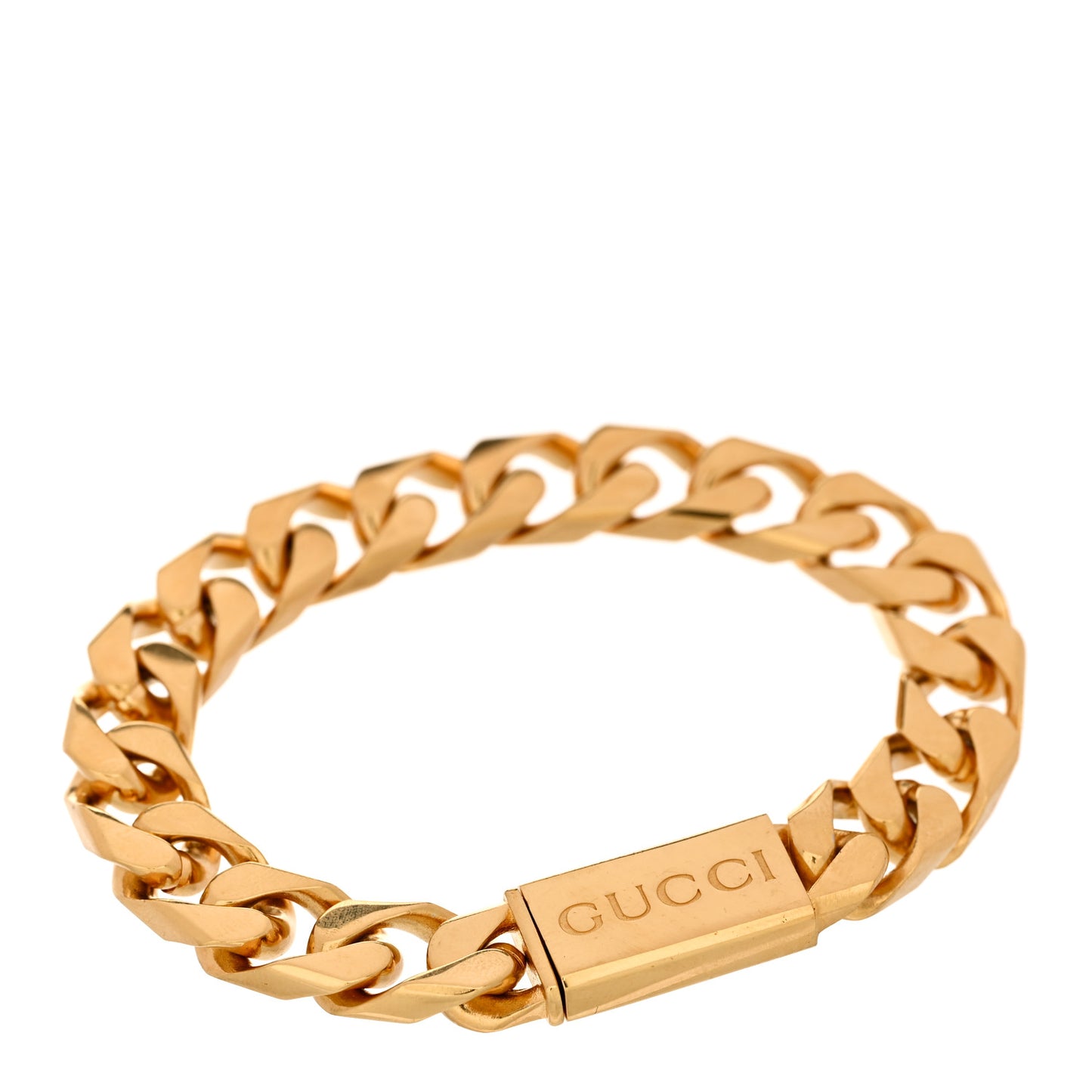 Metal Logo Curb Chain Bracelet Gold