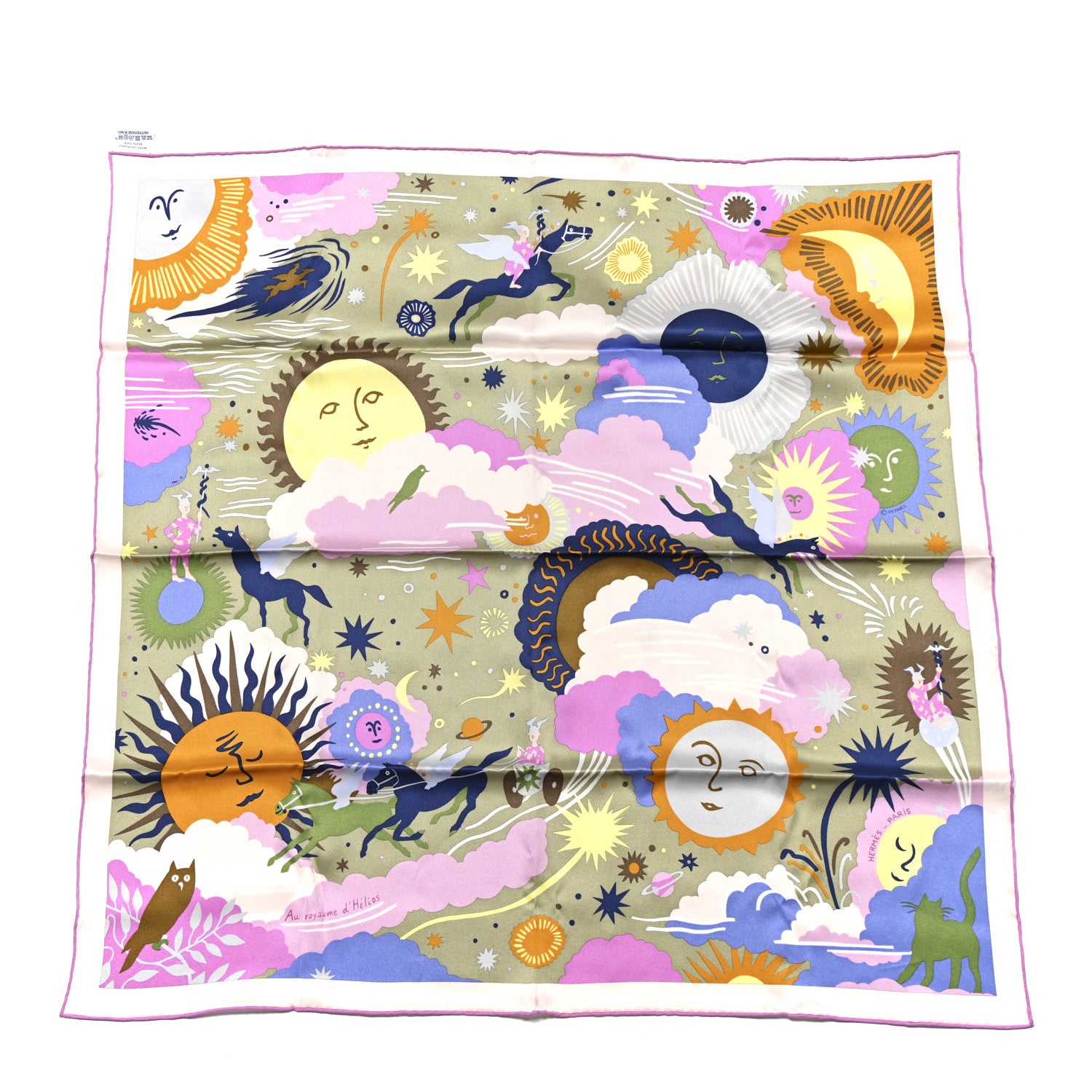 Hermes Silk Au Royaume d'Helios Scarf 70 Vert Amande Parme Ocre 1 of 5