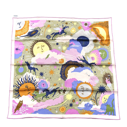 Hermes Silk Au Royaume d'Helios Scarf 70 Vert Amande Parme Ocre 1 of 5