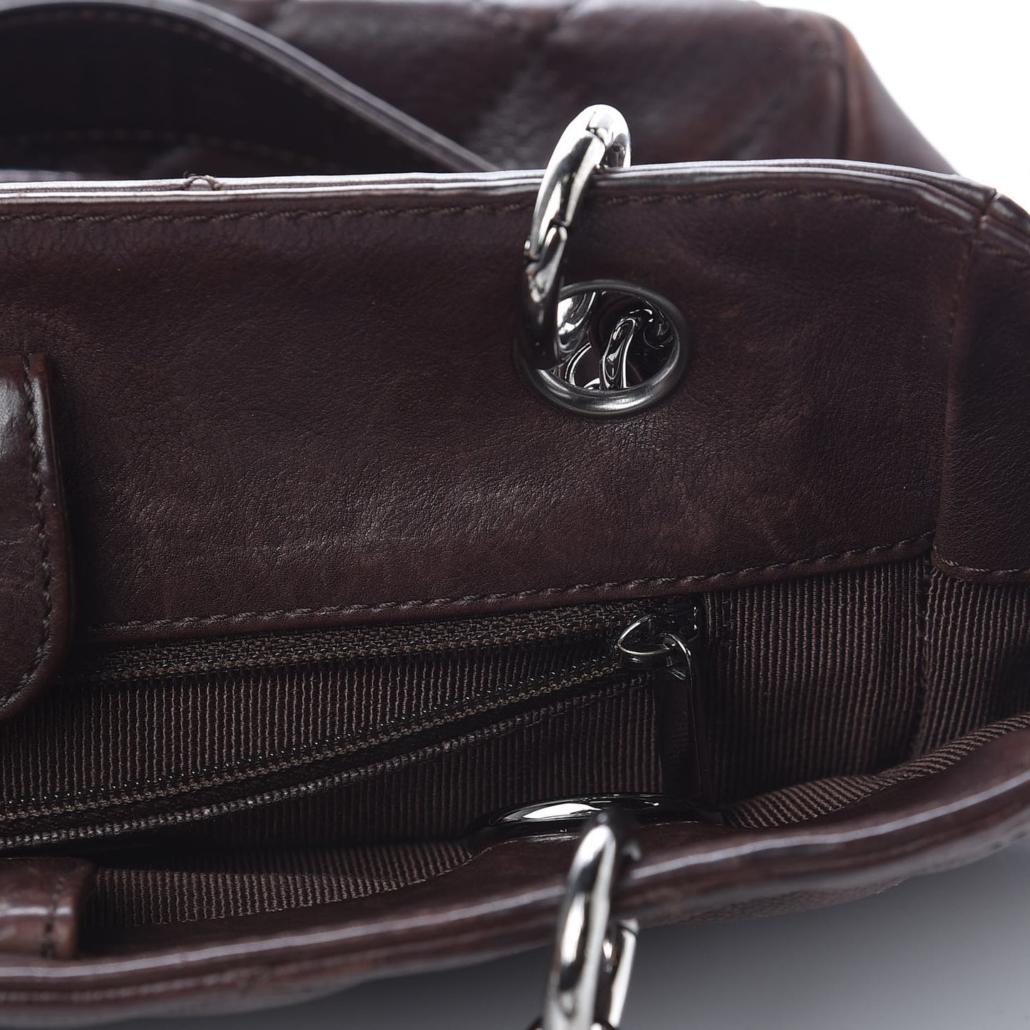 Calfskin Quilted Petit Shopping Tote PST Brown