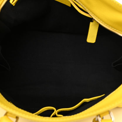 Alexander McQueen Pebbled Calfskin Large Skull Padlock Zip Around Tote Yellow 5 of 13