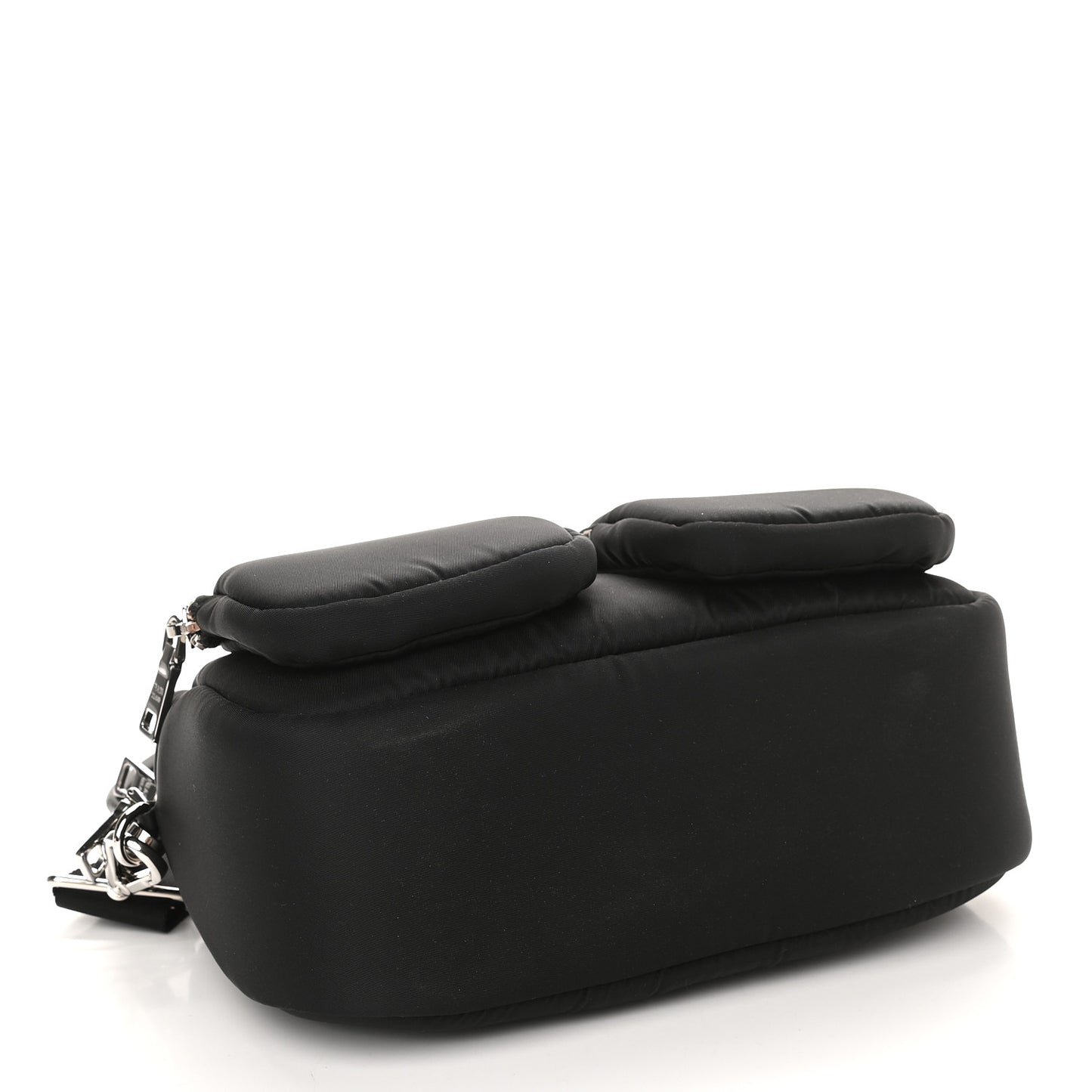 Tessuto Nylon Pocket Cargo Shoulder Bag Black White
