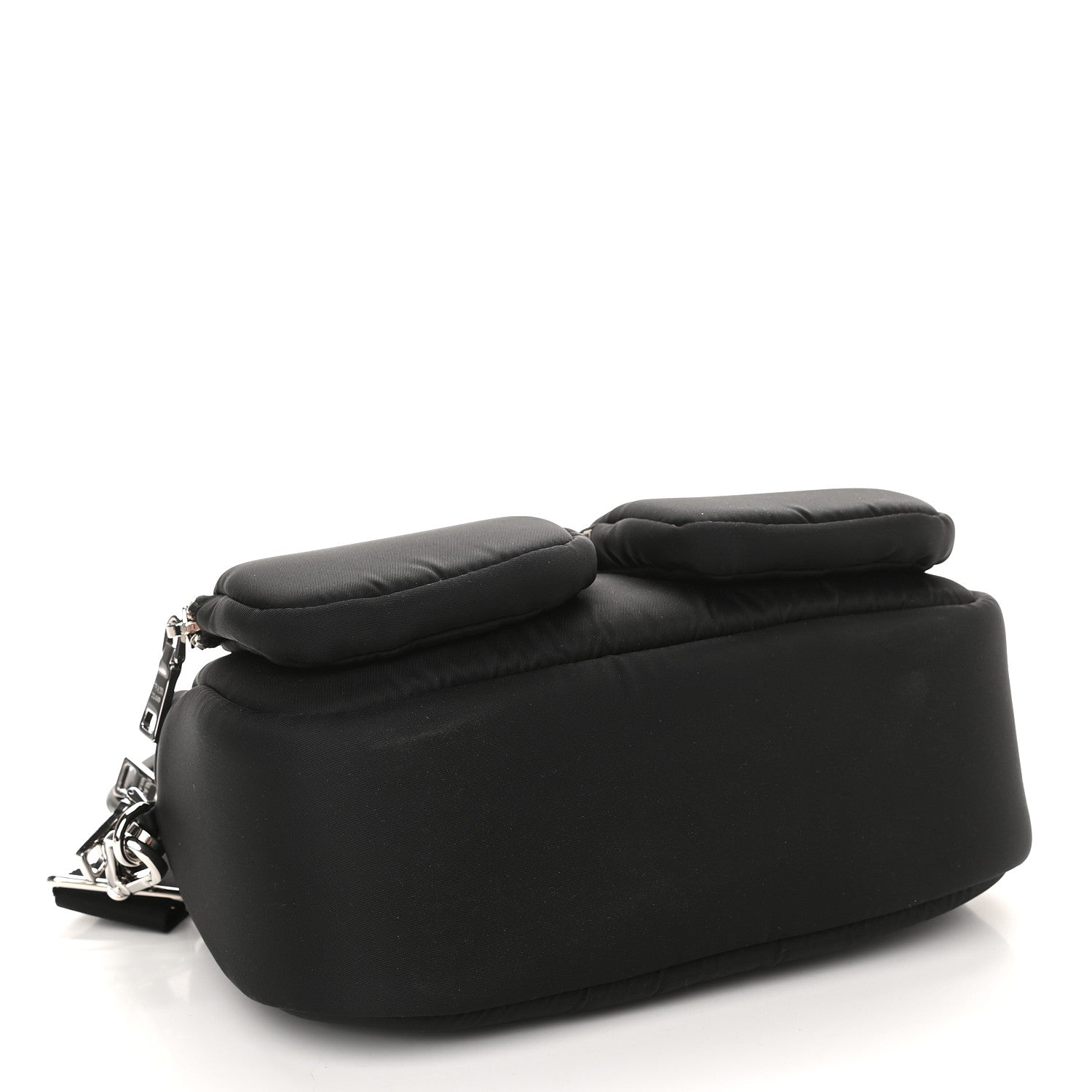 Prada Tessuto Nylon Pocket Cargo Shoulder Bag Black White 4 of 10