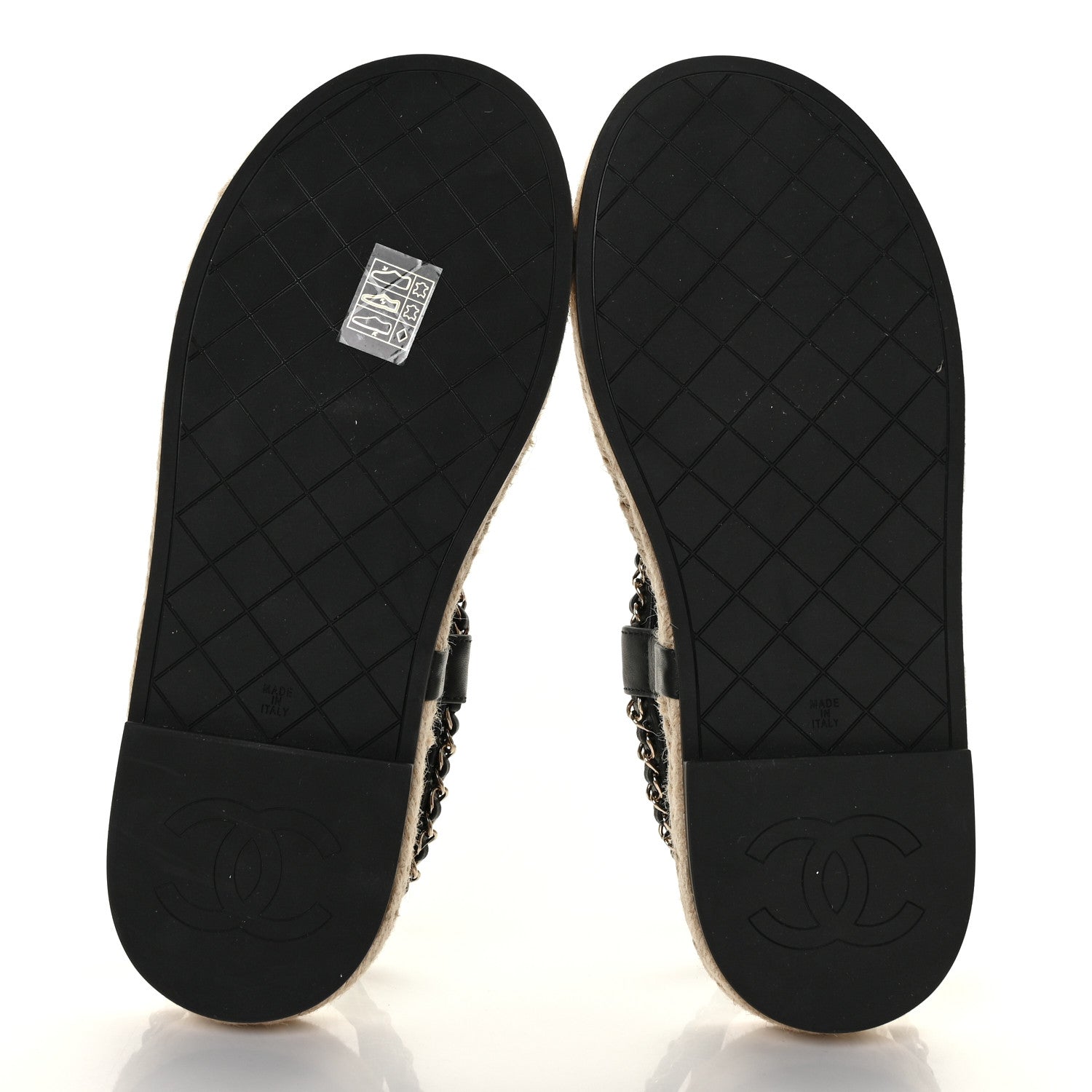 Chanel Lambskin Chain CC Thong Espadrille Sandals 41 Black 5 of 9